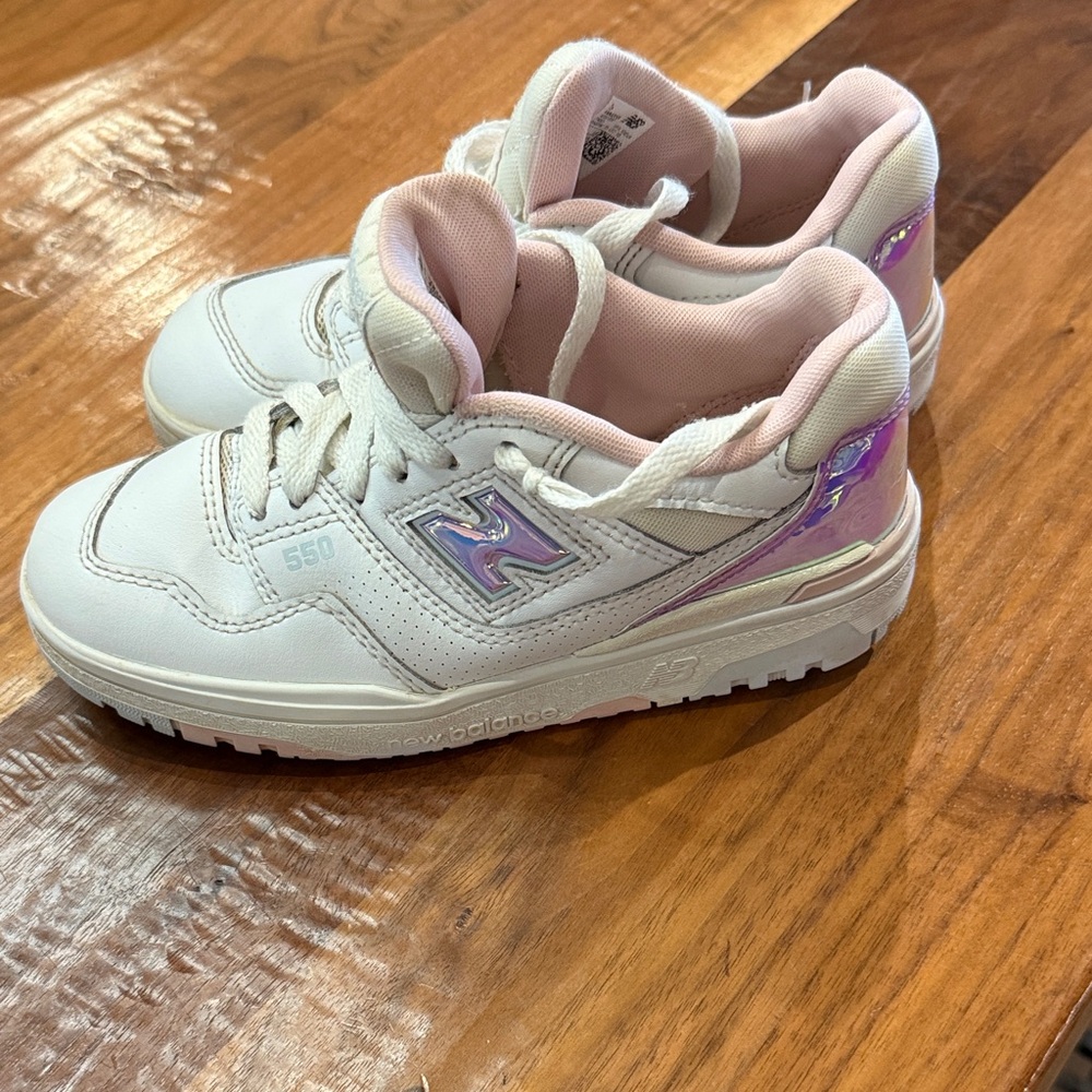 New Balance 550 Cream and Purple Sneakers